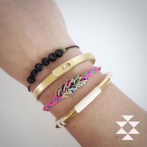 Neon Pink and Blue Woven Yarn Friendship Bracelet